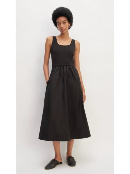 Everlane Dresses & Skirts - Everlane The Riviera Black Fit & Flare Midi Dress Pockets Size S